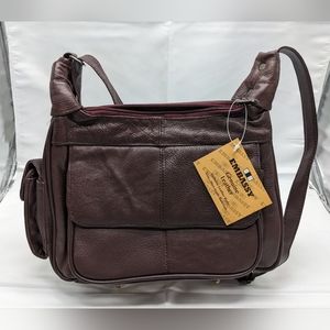 Vintage Embassy - Genuine Leather maroon crossbody purse